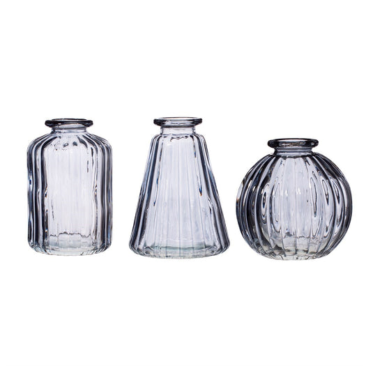 Grey Glass Bud Vases - Set Of 3 - hus & co.