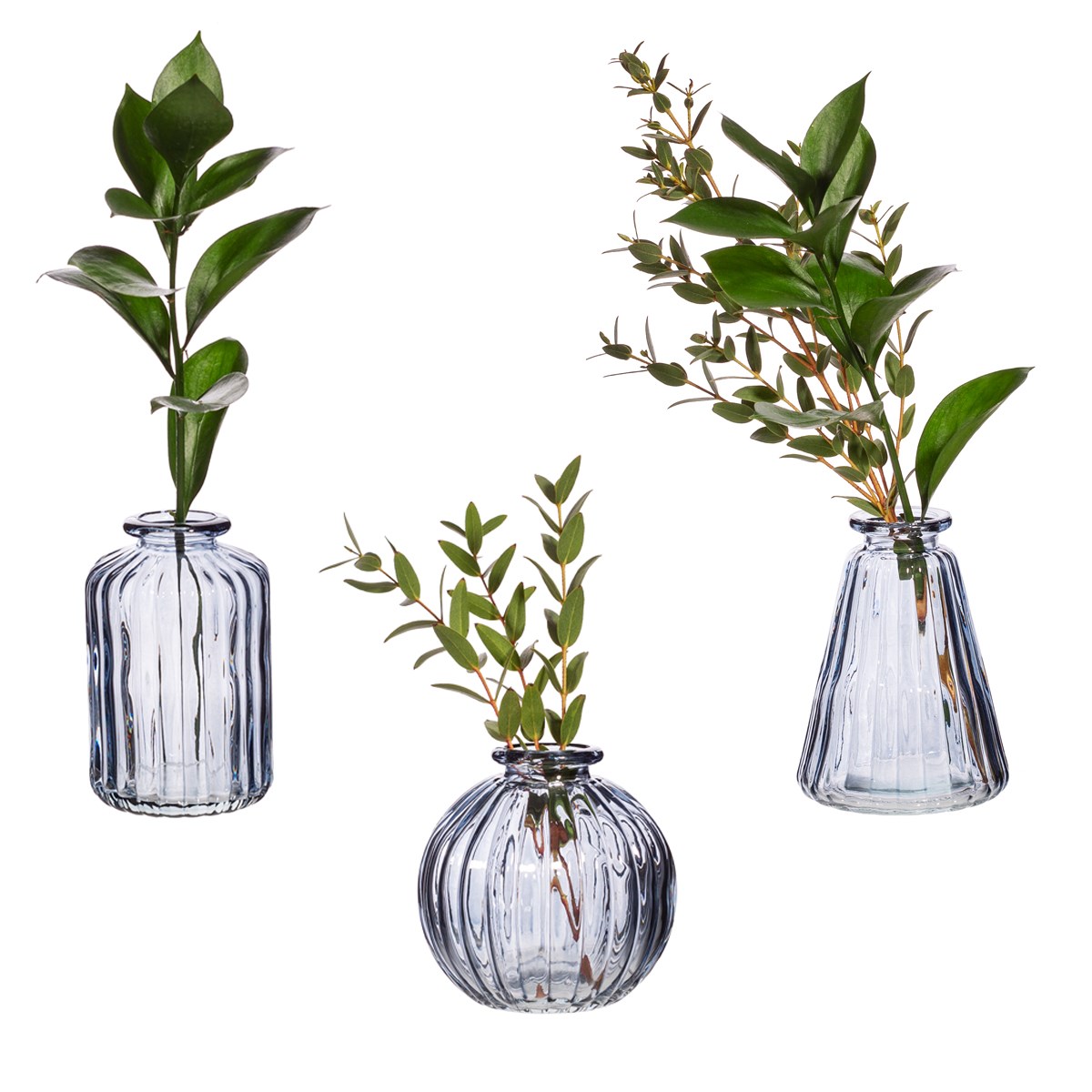 Grey Glass Bud Vases - Set Of 3 - hus & co.