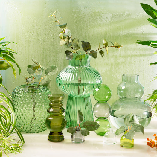 Green Glass Bobble Vase - hus & co.