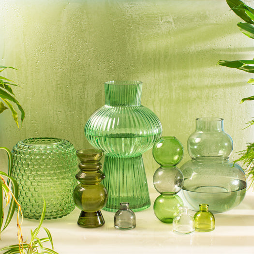 Green Glass Bobble Vase - hus & co.