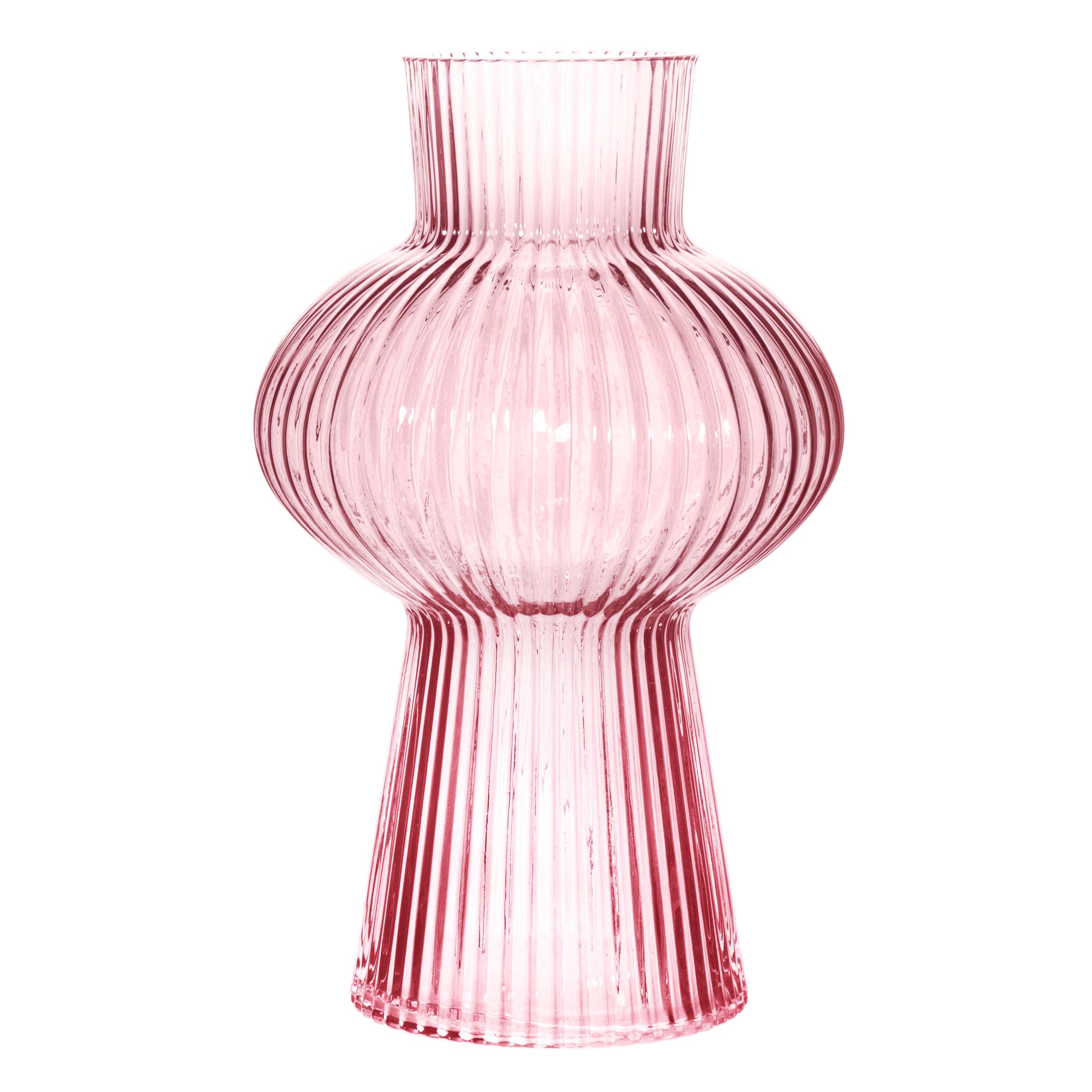 Shapely Fluted Glass Vase Pink - hus & co.