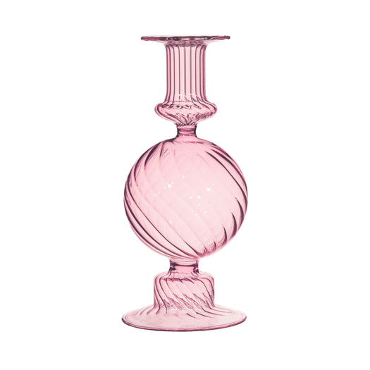 Pink Fluted Globe Candleholder - hus & co.