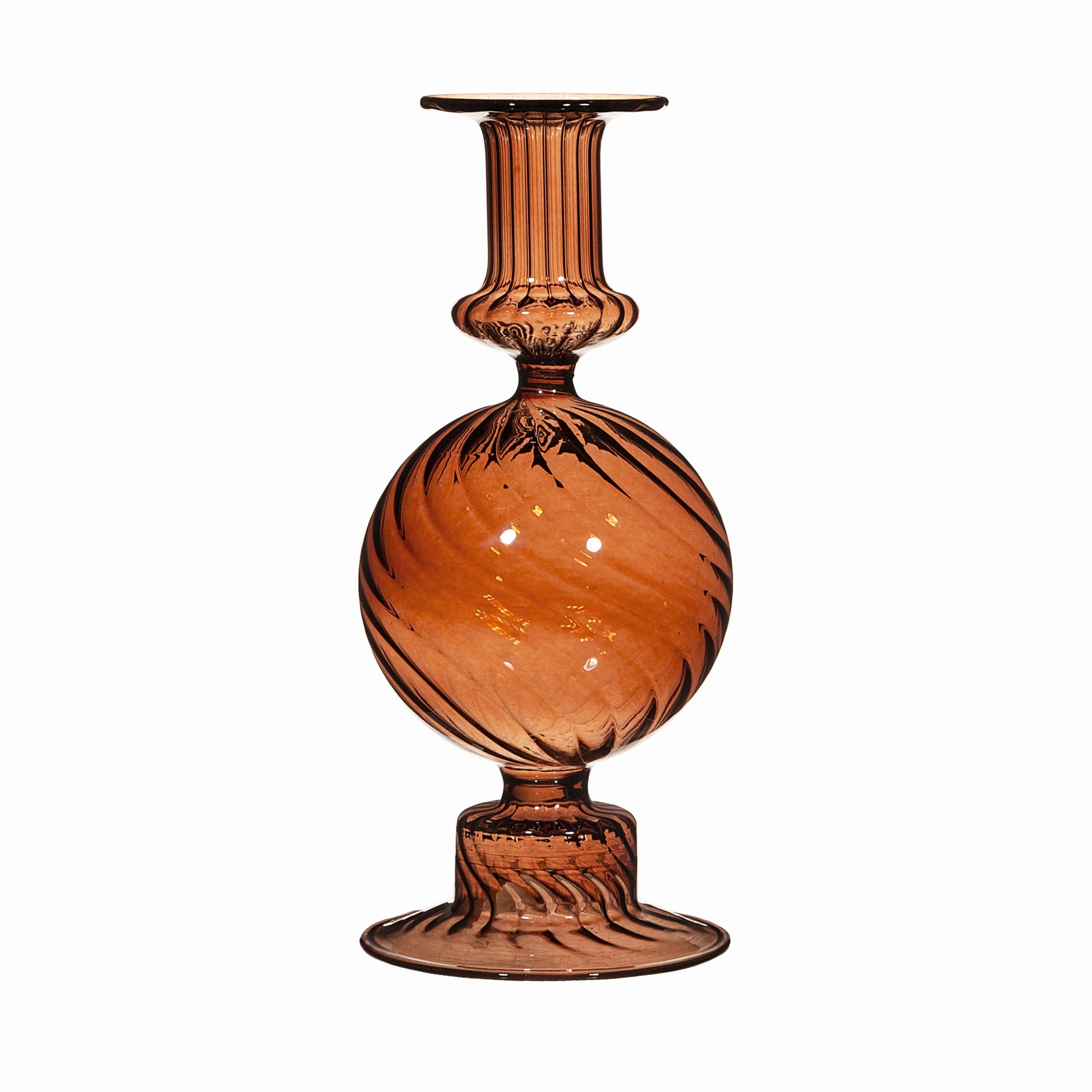 Dark Amber Fluted Globe Candleholder - hus & co.