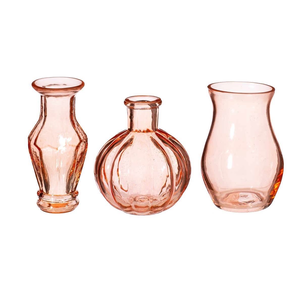 Recycled Glass Vintage Bud Vase Pale Pink - Set Of 3 - hus & co.