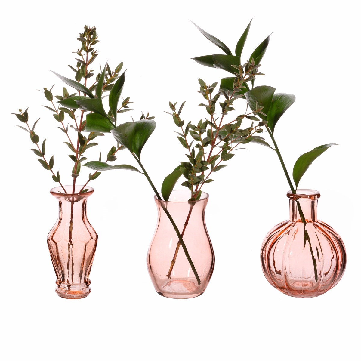 Recycled Glass Vintage Bud Vase Pale Pink - Set Of 3 - hus & co.