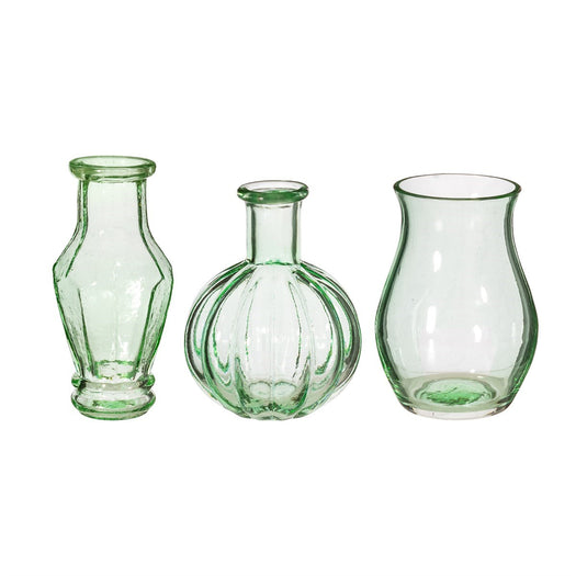 Recycled Glass Vintage Bud Vase Pale Green - Set Of 3 - hus & co.