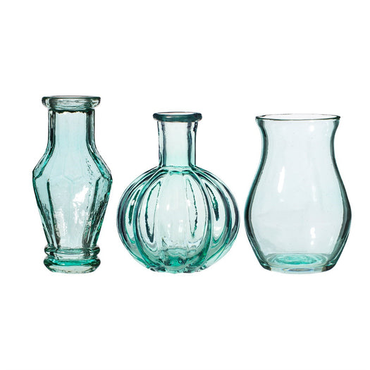 Recycled Glass Vintage Bud Vase Pale Blue - Set Of 3 - hus & co.