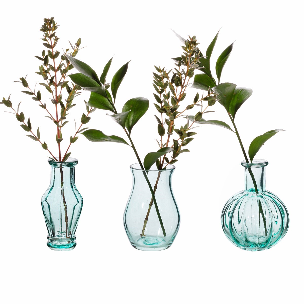 Recycled Glass Vintage Bud Vase Pale Blue - Set Of 3 - hus & co.