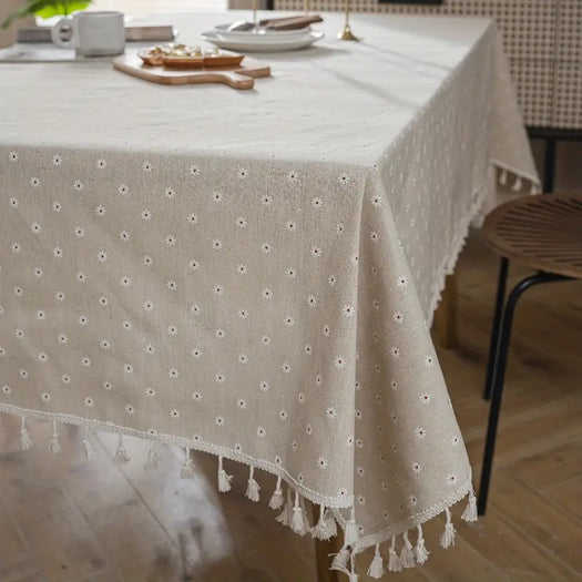 Farmhouse Linen Chrysanthemum Tablecloth - HUS & CO.