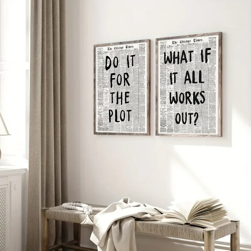 Set of 2 Retro Slogan Canvas Prints - HUS & CO.