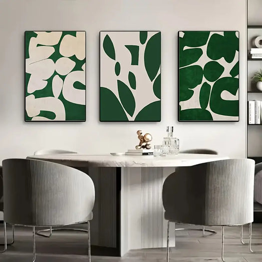 Set of 3 Abstract Nordic Green Canvas Prints - HUS & CO.