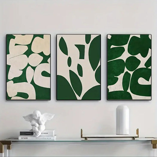 Set of 3 Abstract Nordic Green Canvas Prints - HUS & CO.