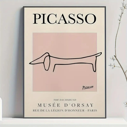 Retro Picasso Sausage Dog Canvas Poster - HUS & CO.