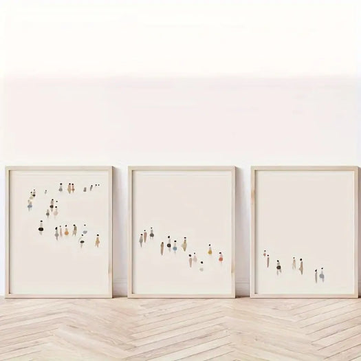 Set of 3 Minimalistic Neutral Triptych Canvas Prints - HUS & CO.