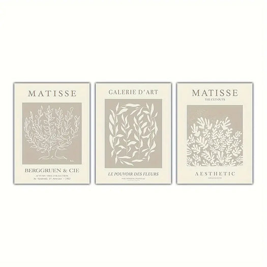 Set of 3 Neutral Matisse Abstract Canvas Posters - HUS & CO.