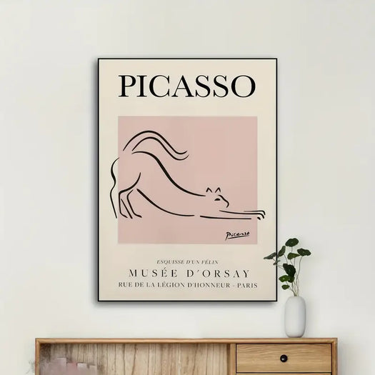 Pink Picasso Cat Canvas Print - HUS & CO.