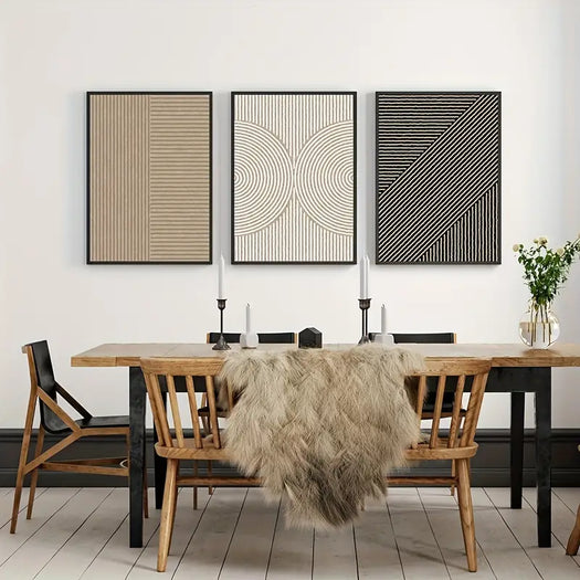 Set of 3 Abstract Line Art Canvas Posters - HUS & CO.