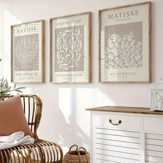 Set of 3 Neutral Matisse Abstract Canvas Posters - HUS & CO.