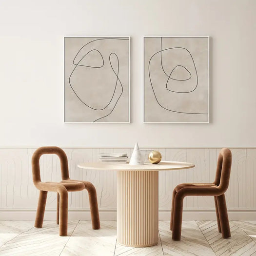 Set of 2 Monochrome Line Art Canvas Prints - HUS & CO.