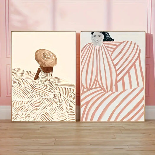 Set of 2 "The Dress Girls" Minimalistic Canvas Posters - HUS & CO.