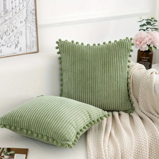 Set of 2 Olive Corduroy Cushion Covers - HUS & CO.