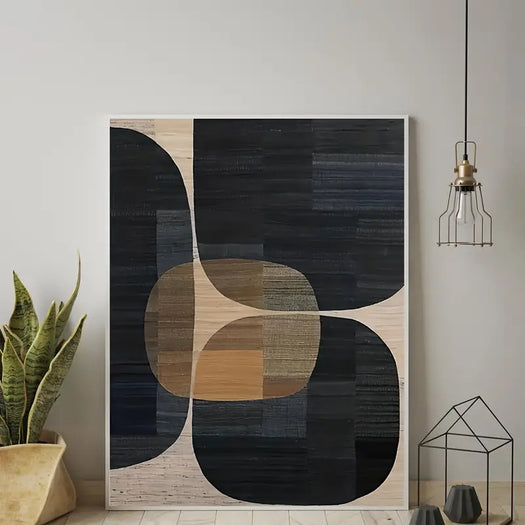 Modern Black Geometric Canvas Print - HUS & CO.