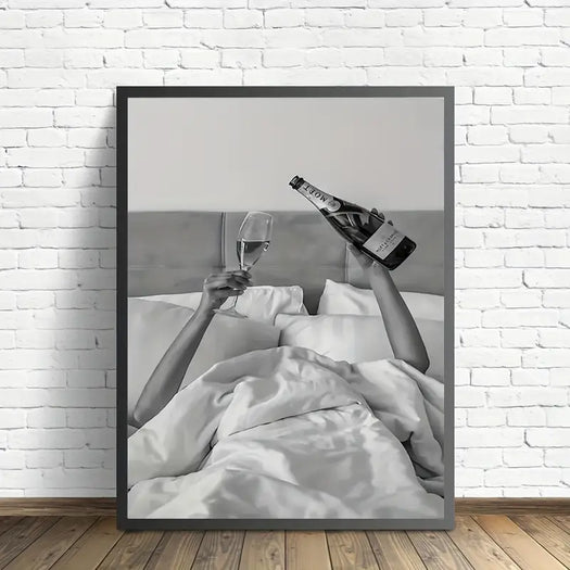 Champagne in Bed Canvas Print - HUS & CO.